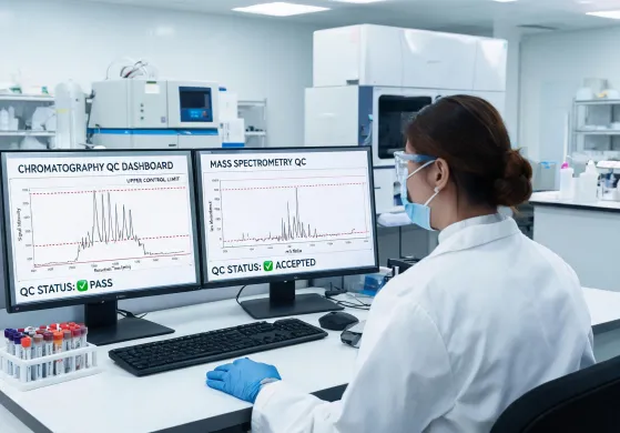 Technologist reviewing chromatography results